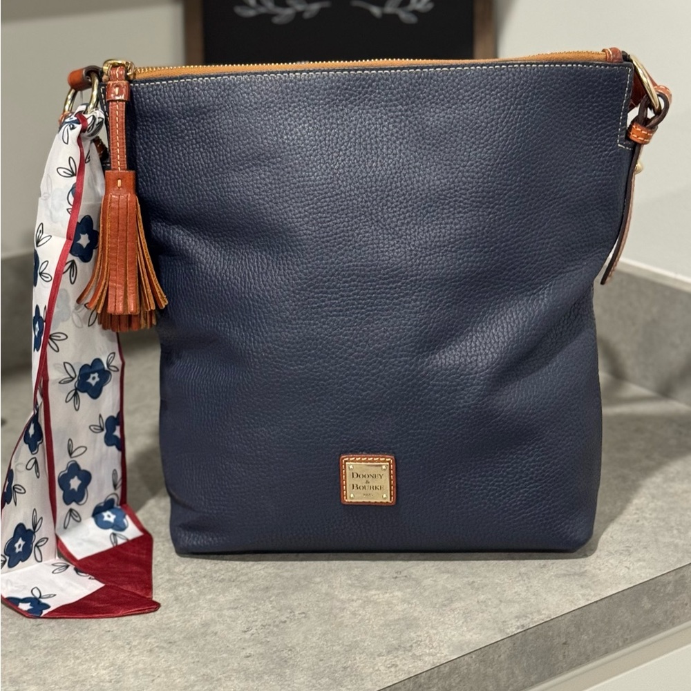 Dooney & Bourke Navy Dixon Hobo Pebble Leather Crossbody Bag! GUC!!